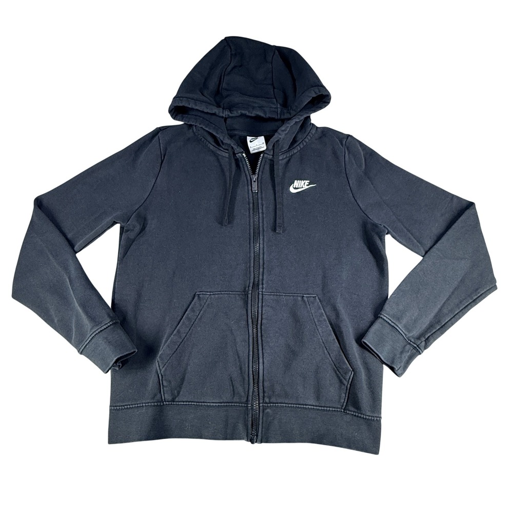 Nike Womens Hoodie Full Zip Sportswear Club Fleece Small Black DQ5471-010 Cotton